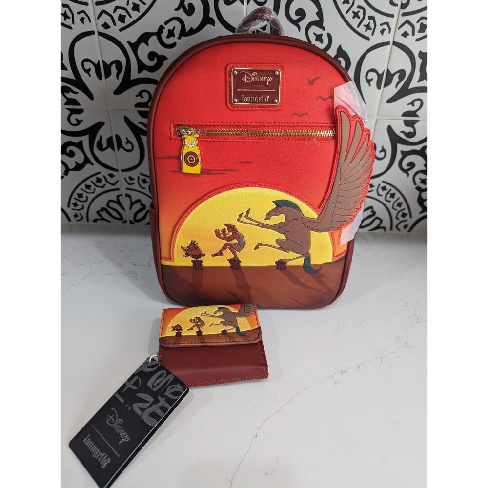 NWT Loungefly Disney Hercules 25th Anniversary Sunset Mini Backpack with Wallet - Picture 2 of 7